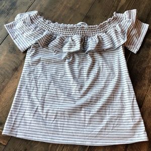 Off shoulder striped ruffle top New M